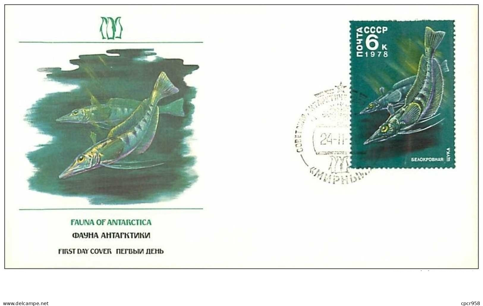 TIMBRES.n°2886.EXPEDITION POLAIRE.FAUNA OF ANTARTICA.1978.WHITE-BLOODED PIKE.ENVELOPPE TIMBRE ET DESSIN - Otros & Sin Clasificación