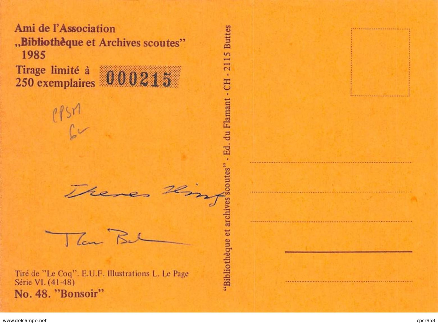 SCOUTISME - SAN36110 - Ami De L'Association Bibliothèque Et Archives Scoutes 1985 - N°48 "Bonsoir" - CPSM 15x10 Cm - Scoutismo