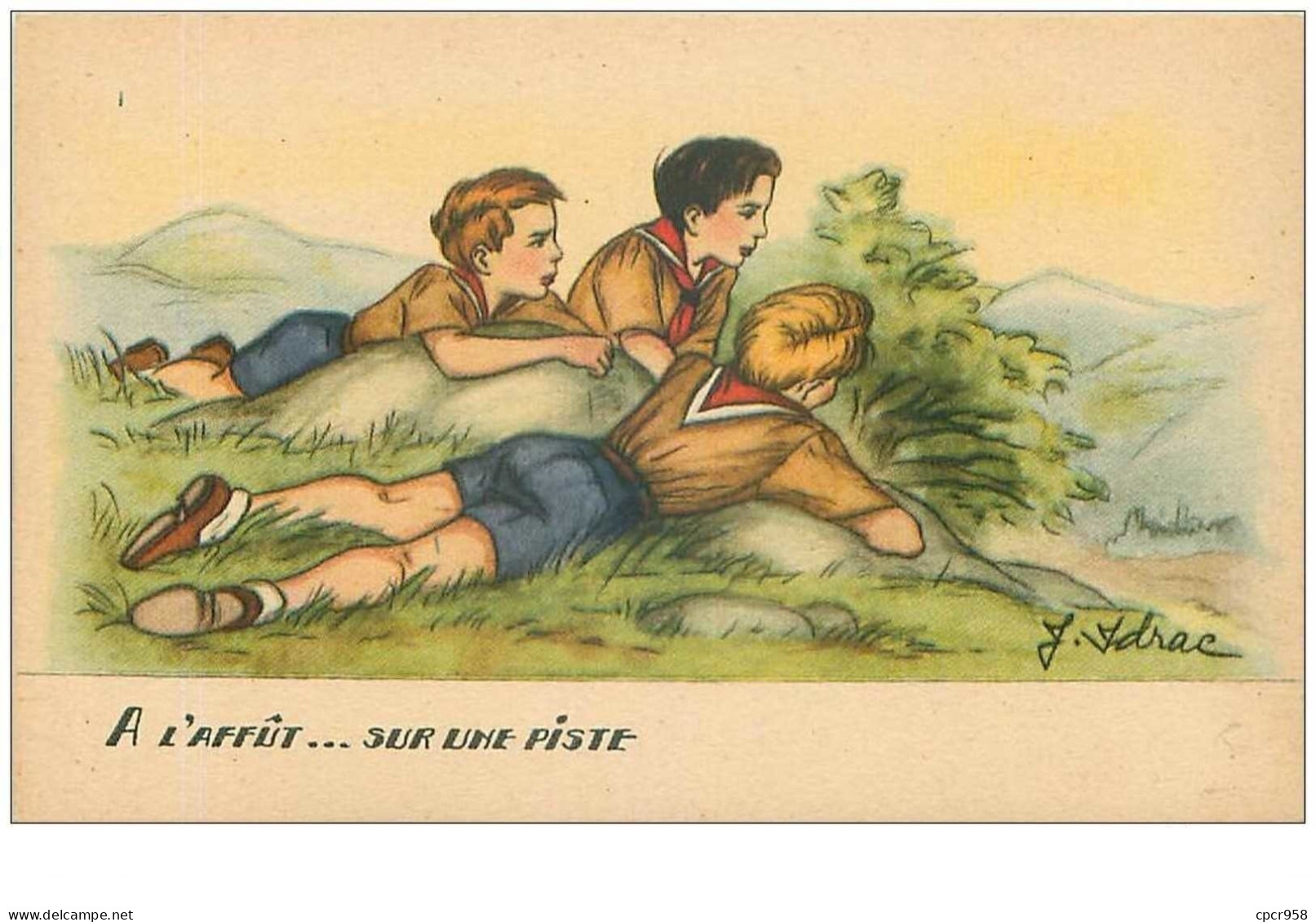 SCOUTISME.n°26054.A L'AFFUT SUR UNE PISTE.ILLUSTRATION J IDRAC - Pfadfinder-Bewegung