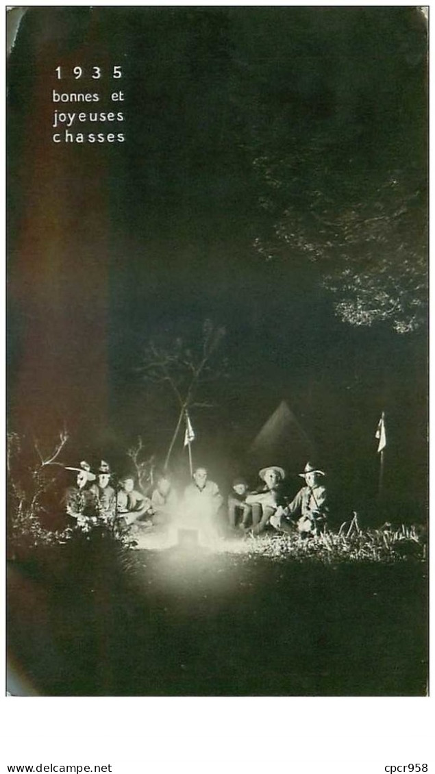 SCOUTISME.n°28161.BONNES ET JOYEUSES CHASSES.1935.FEU DE CAMP - Scoutisme