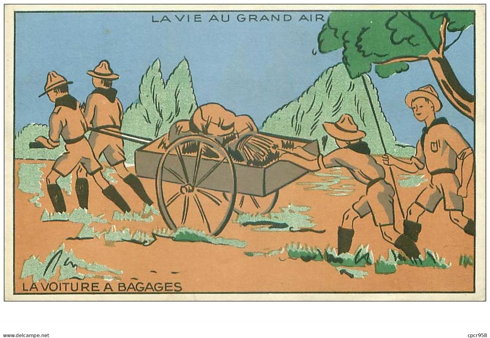 SCOUTISME.n°28206.LA VIE AU GRAND AIR.LA VOITURE A BAGAGES.ILLUSTRATION - Movimiento Scout