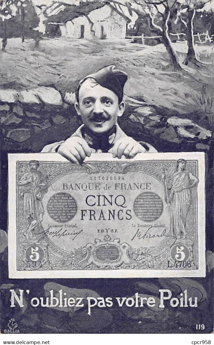 Représentation Monnaies - N°78614 - Billet Cinq Francs - N'oubliez Pas Votre Poilu - Monete (rappresentazioni)