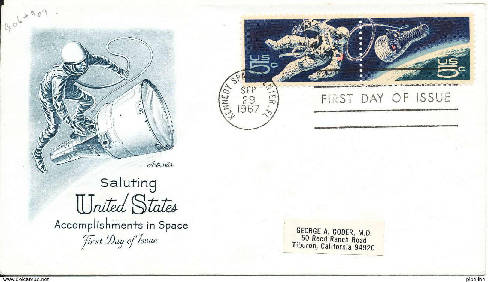 USA FDC Kennedy Space Center 29-9-1967 With Cachet Accomplishments In SPACE With ArtMaster Cachet - America Del Nord