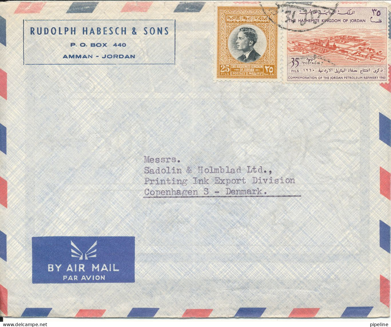 Jordan Air Mail Cover Sent To Denmark 1960?? - Jordanien