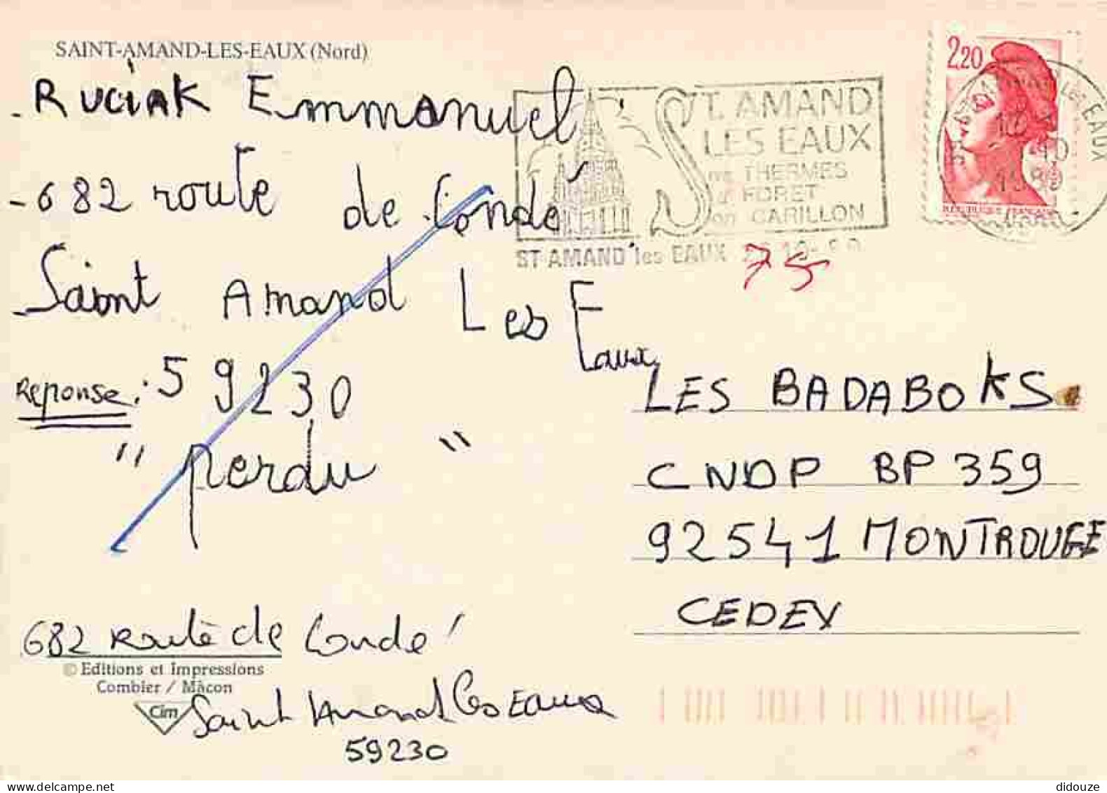 59 - Saint Amand Les Eaux - Multivues - Automobiles - Blasons - Flamme Postale - CPM - Voir Scans Recto-Verso - Saint Amand Les Eaux