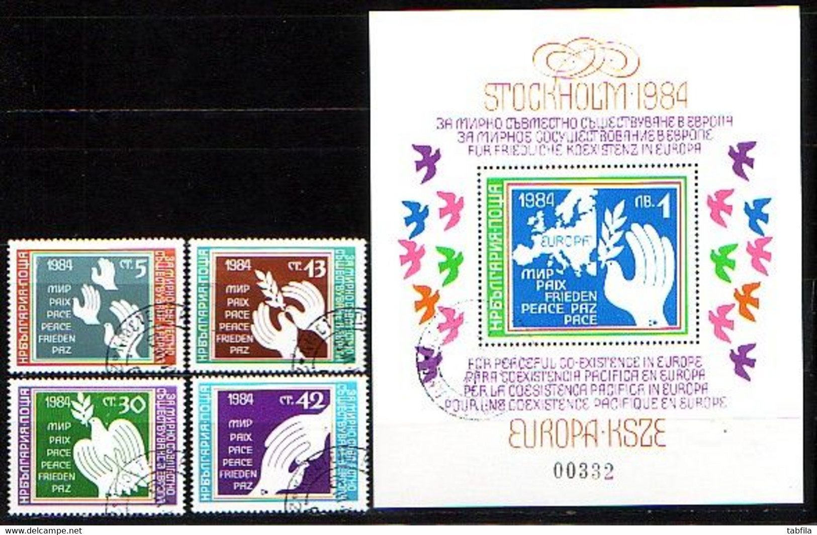 BULGARIA -1984 - For Assurance And Collaboration In EUROPE - Stokholm - Serie + Bl.used - Gebruikt