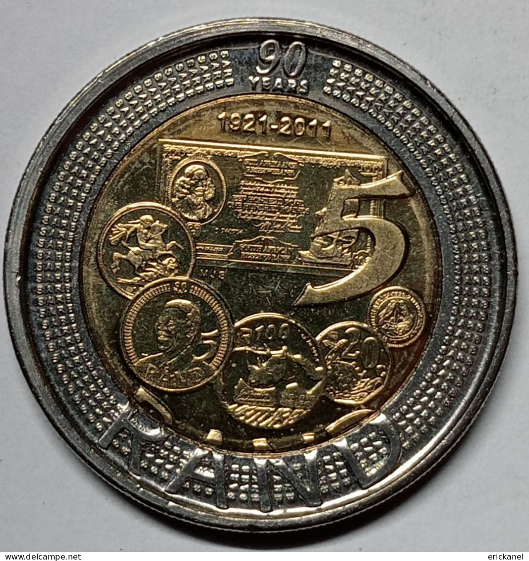 2011 South Africa 5-rand. 90th Anniversary Of The South African Reserve Bank -UNC - Zuid-Afrika