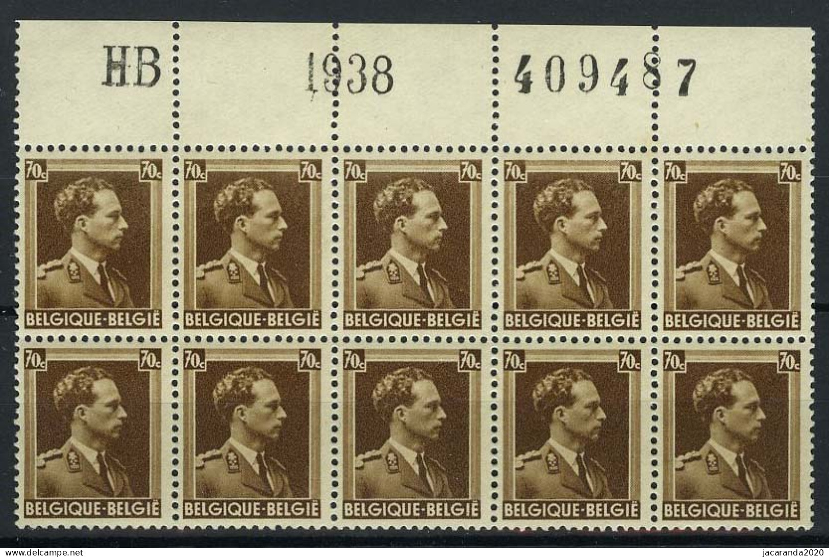 België 427 ** - Koning Leopold III - Fragment Van 10 Met Nummer En Jaartal - Hoekdatums