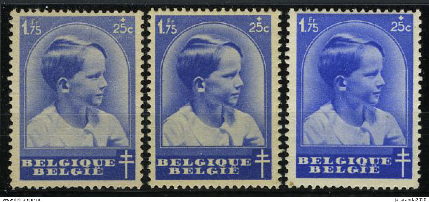 België 444 * / (*) - Prins Boudewijn - 3 Tinten - 1931-1960
