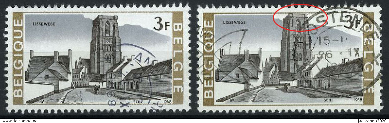 België 1467 - Kerktoren Tegen Bovenkaderlijn - 1961-1990