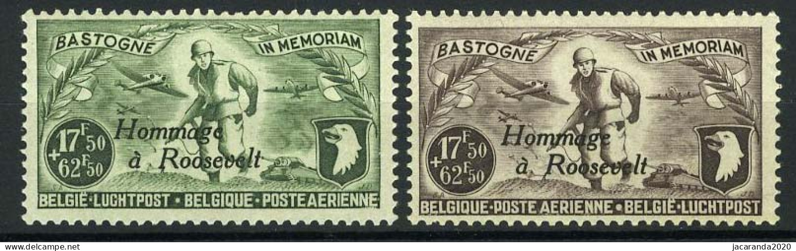 België PR81/82 ** - Luchtpostzegels PA12/13 Met Opdruk "Hommage à Roosevelt" - Privados & Locales [PR & LO]