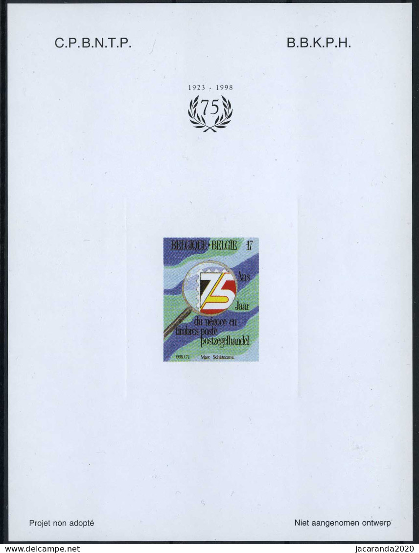 België NA4 - Phileuro 98 - Internationaal Postzegelsalon - 75 Jaar Beroepskamer - B.B.K.P.H. - C.P.B.N.T.P. - 1998 - Proyectos No Adoptados [NA]