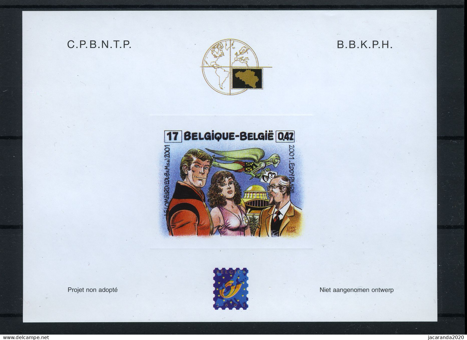 België NA9 - Belgica 2001 - Internationaal Postzegelsalon - Stripfiguur - Luc Orient - BD - Eddy Paape - 2001 - Niet-aangenomen Ontwerpen [NA]