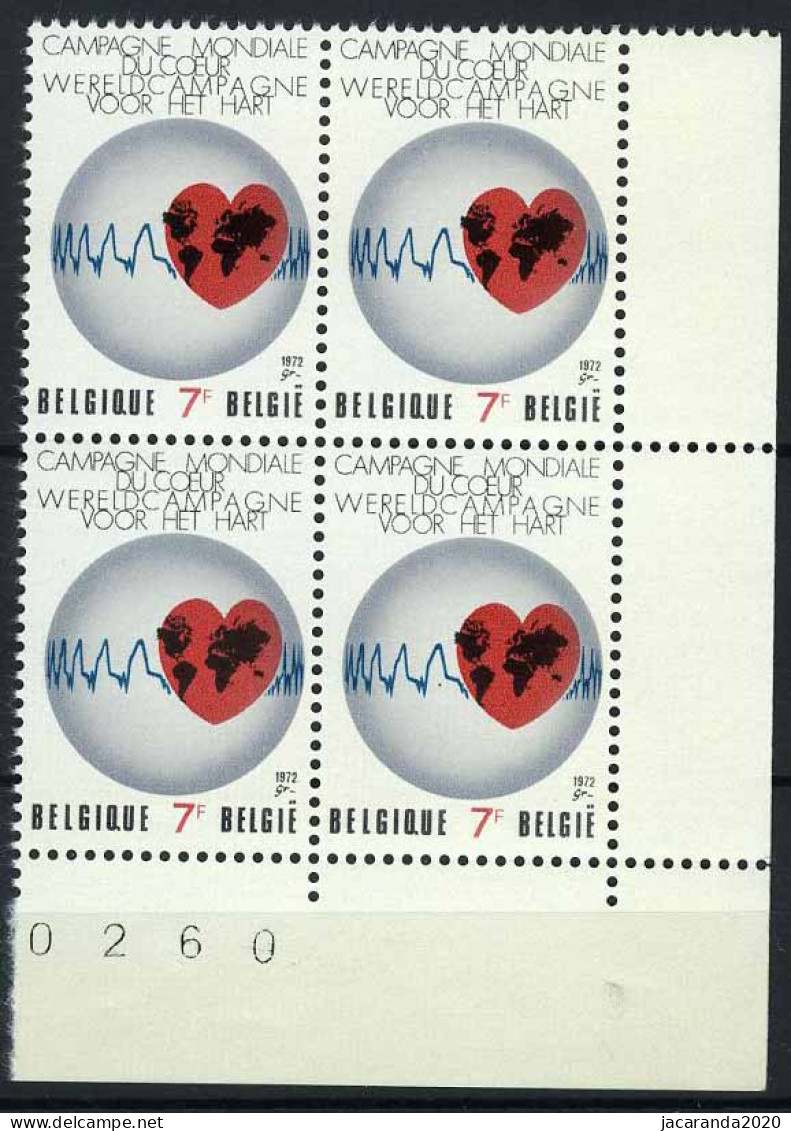 België 1619-Cu ** - Continent Buiten Het Hart - Continent Hors Du Coeur - Blok Van 4 - 1961-1990