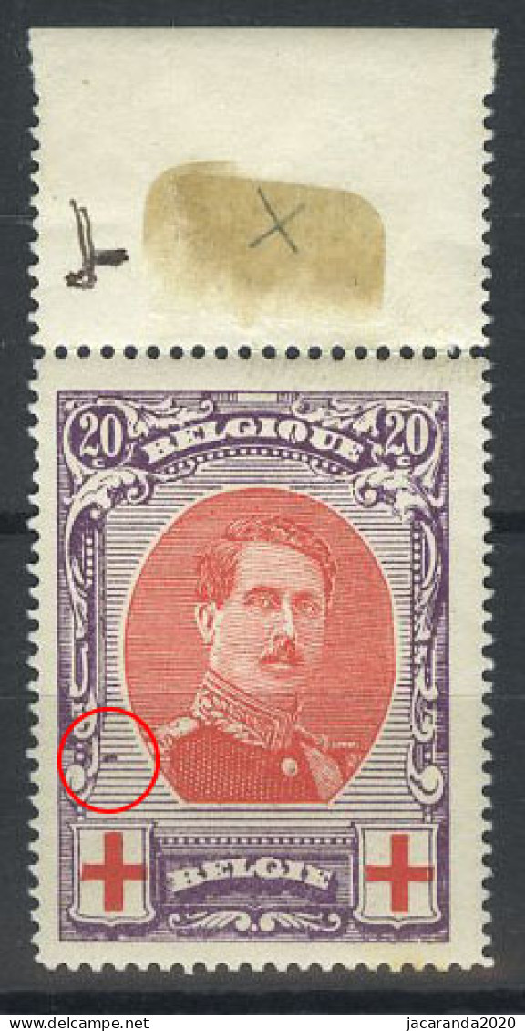 België 134-Cu ** - Koning Albert I - Gekleurd Blokje Naast Linker Krul - Bloc De Couleur à Gauche - MNH - SUP - 1901-1930