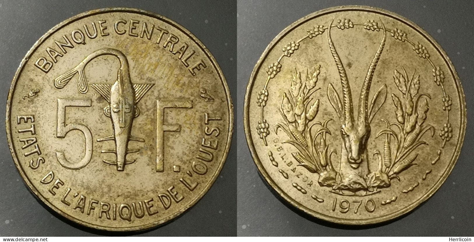 Monnaie Etats De L’Afrique De L’Ouest - 1970  - 5 Francs - Autres – Afrique