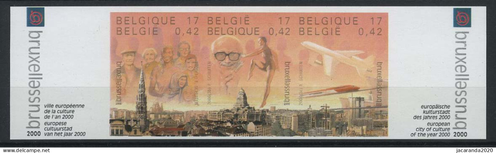 België 2882/84 ON - Brussel 2000 - Panorama - Toots Thielemans - Vliegtuig - Trein - François Schuiten - 1981-2000