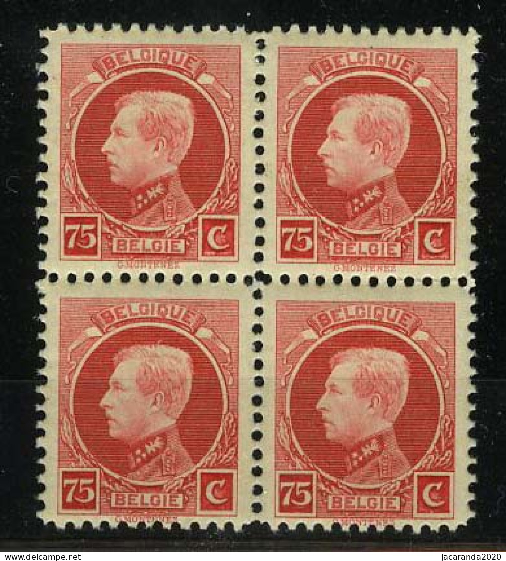 België 212 ** - Koning Albert I - Type Montenez - Blok Van 4 - 1921-1925 Petit Montenez