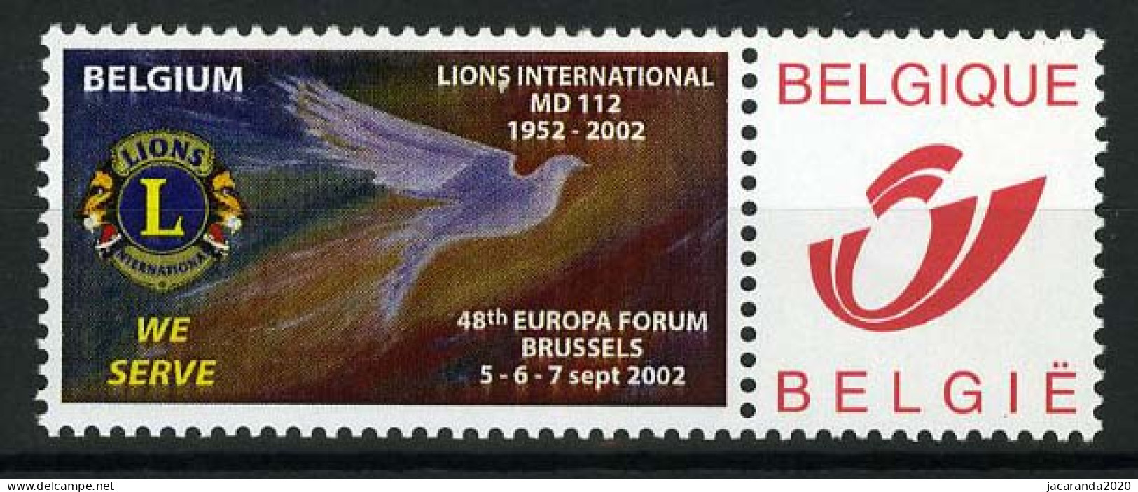 België 3182 - Duostamp - Lions International - Nuevos