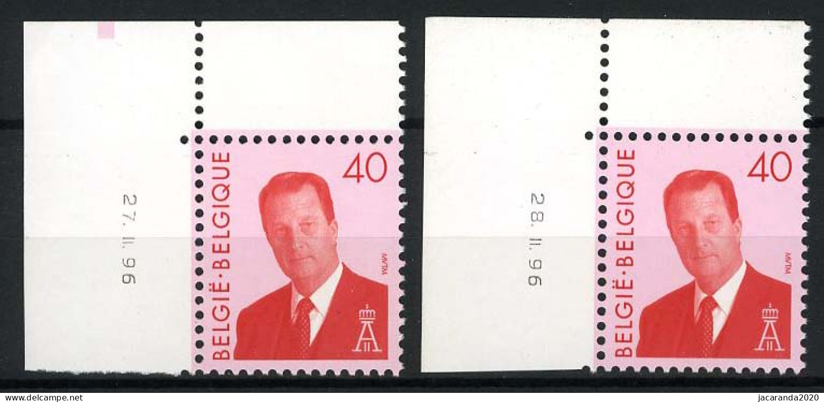 België 2560P5b - Koning Albert II - GE - Gomme Jaunâtre - 27 II 96 En 28 II 96 - Dated Corners