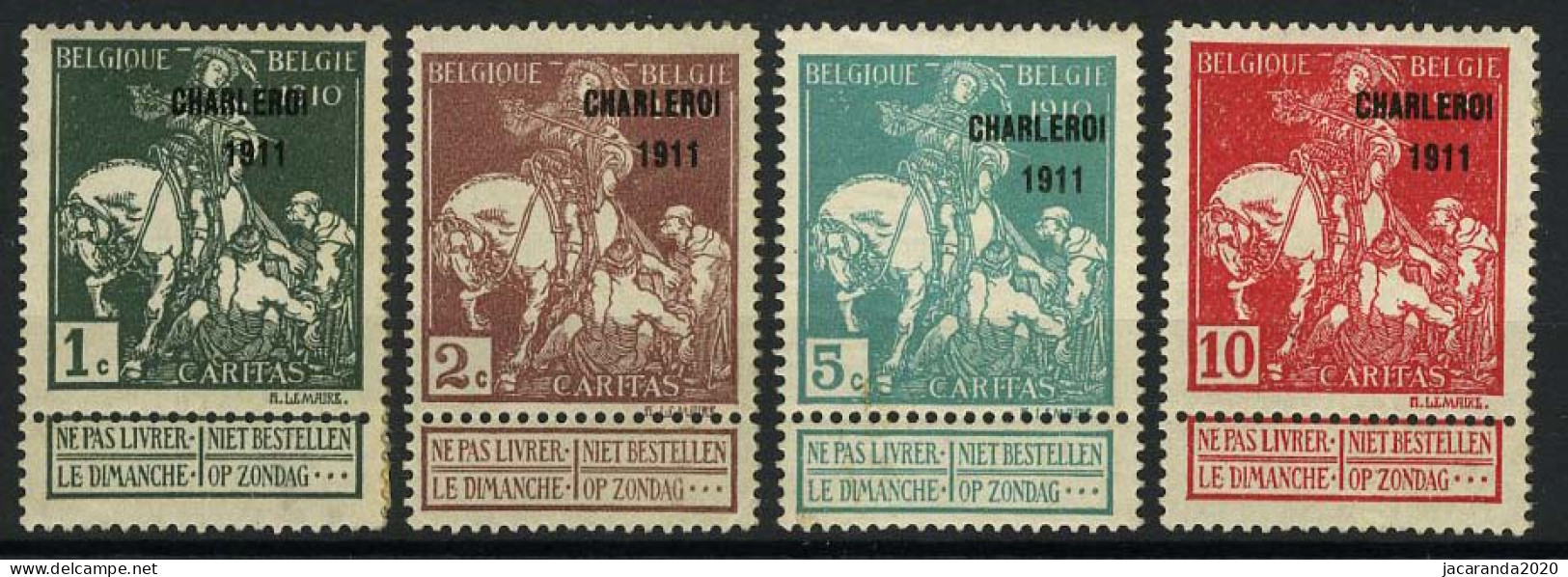 België 101/07 * - Caritas Met Opdruk Charleroi 1911 - Type Lemaire - Effen - Uni - 1910-1911 Caritas