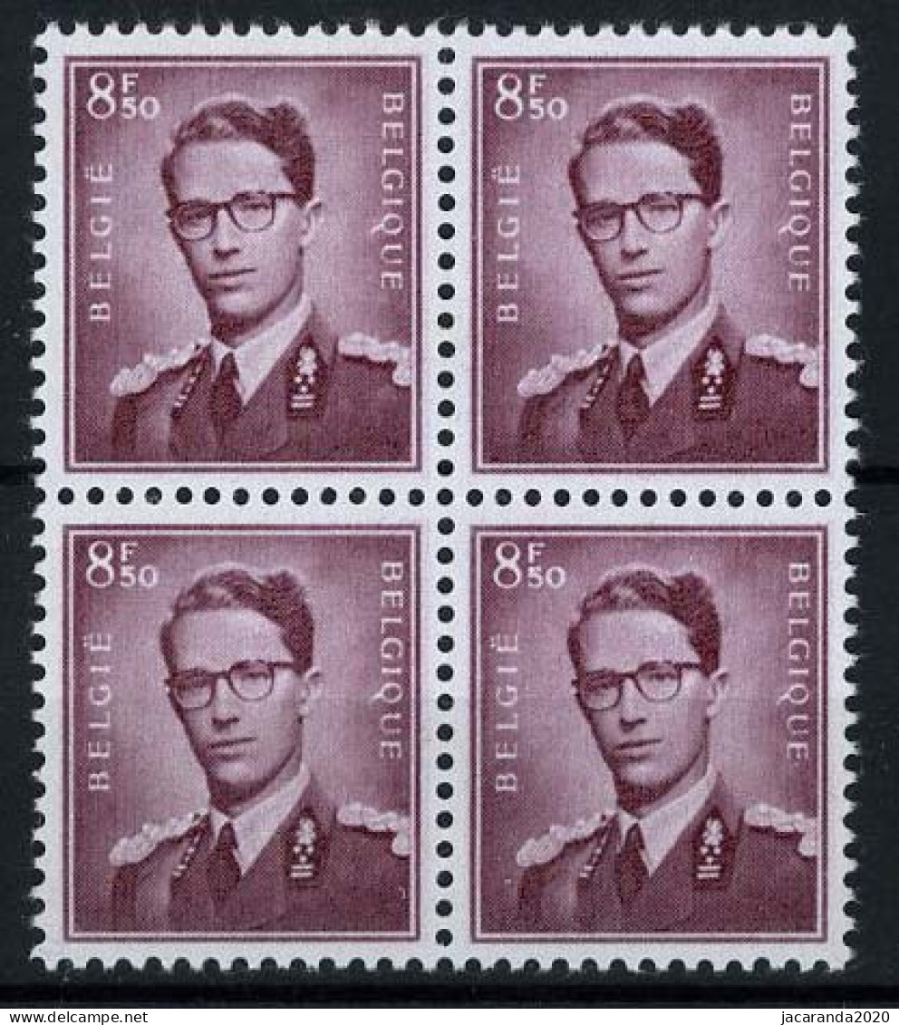 België 1072 ** - Koning Boudewijn - Type Marchand - In Blok Van 4 - MNH - LUXE - 1953-1972 Glasses
