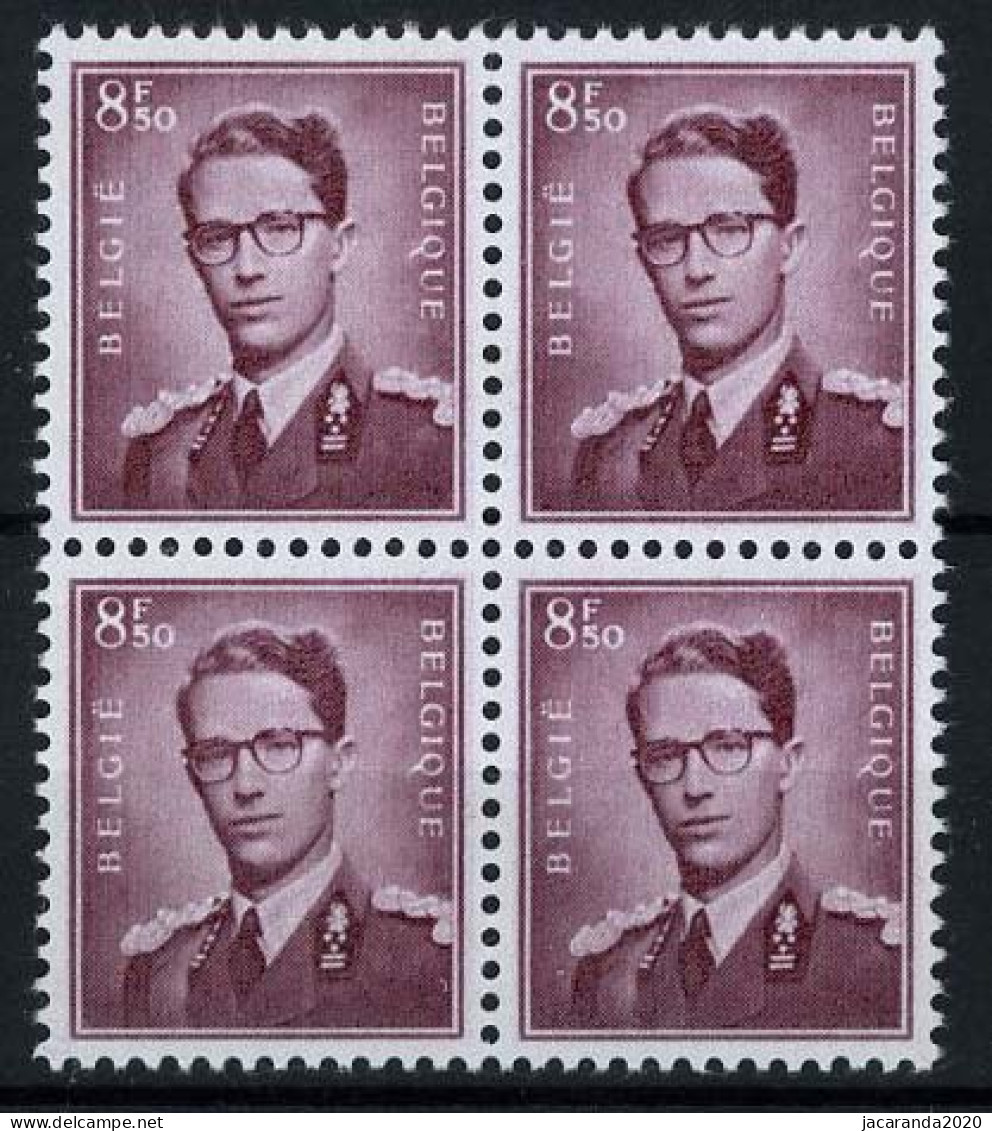 België 1072 ** - Koning Boudewijn - Type Marchand - In Blok Van 4 - MNH - LUXE - 1953-1972 Occhiali