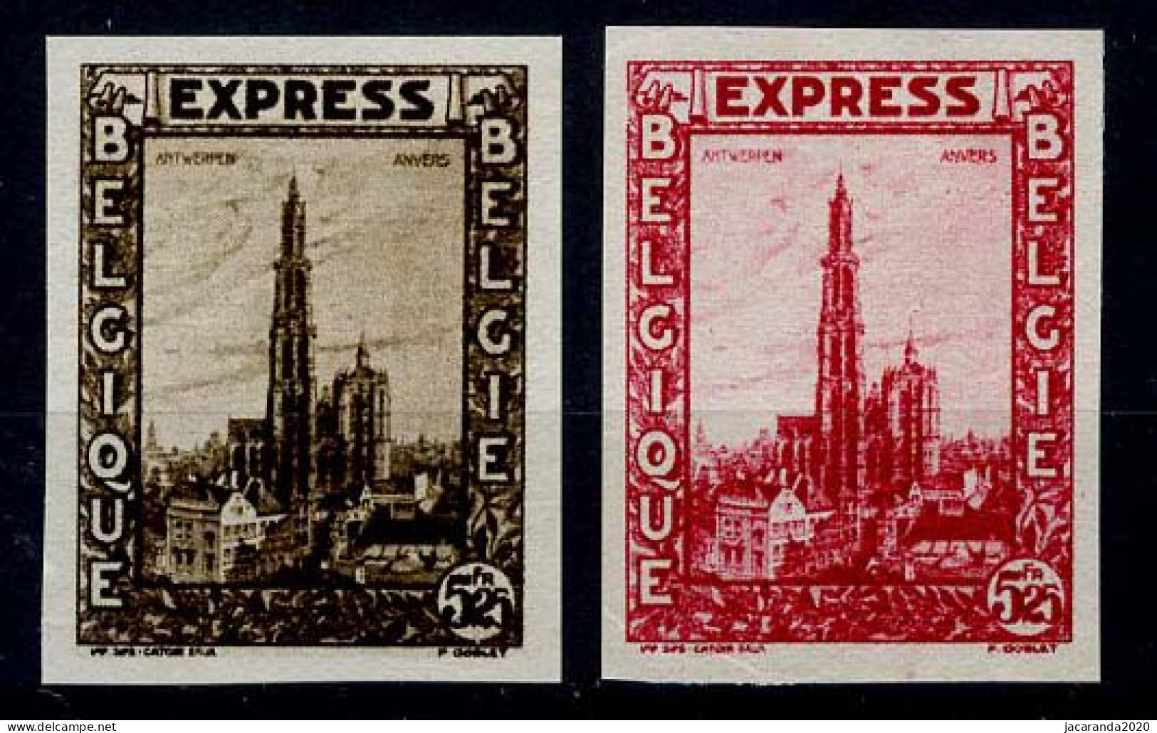 België 292G - Proefdruk In Rood En Bruin - Proofs & Reprints