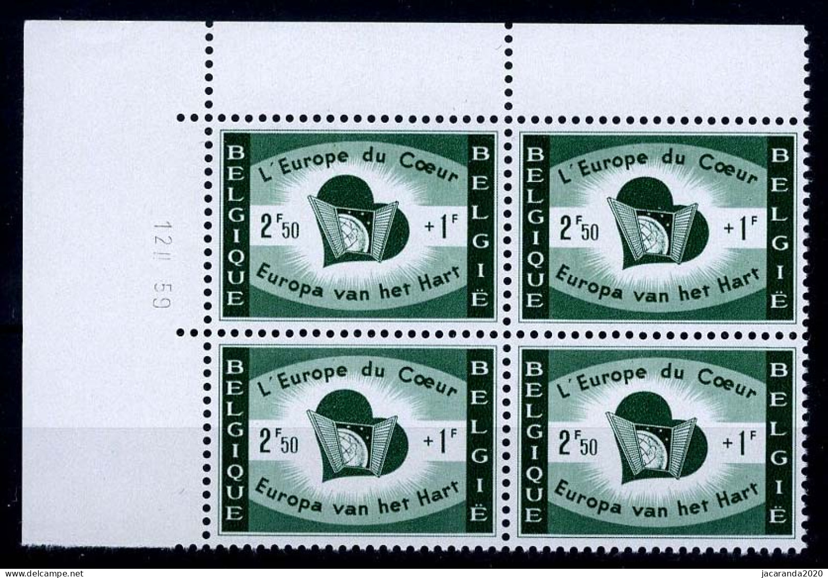 België 1091 ** - Europa Van Het Hart - 12 II 59 - Dated Corners