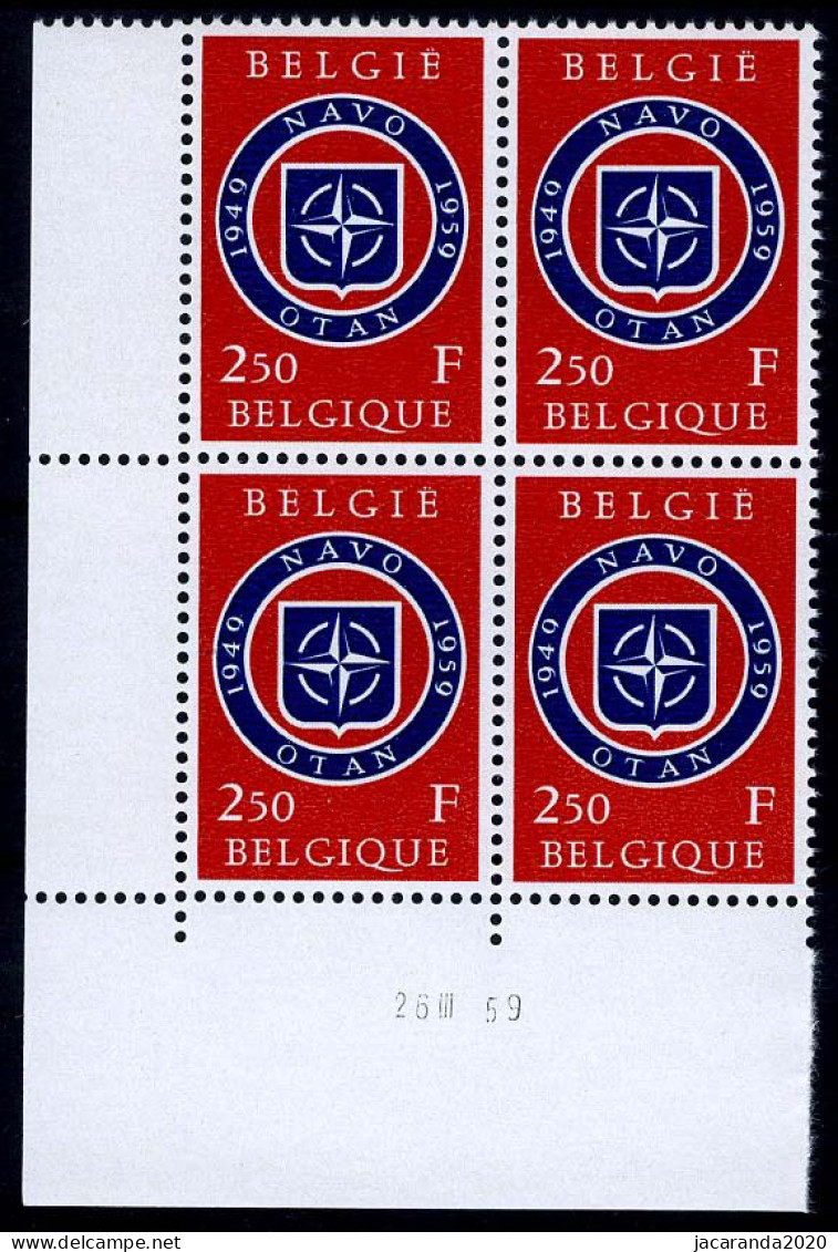 België 1094 - 10 Jaar NAVO - Hoekdatum 26 III 59 - Hoekdatums