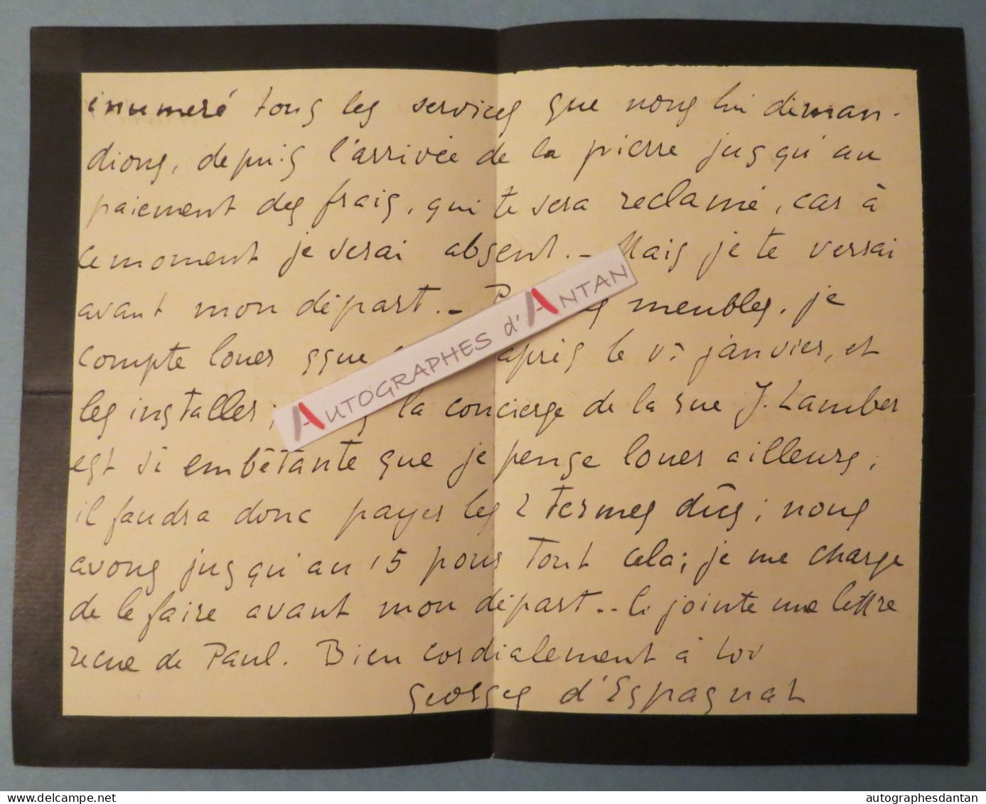 ● L.A.S 1902 Georges D'ESPAGNAT Peintre - à E Godefroy - VERNOUILLET Barthe Bassam Terrien Guyot Melun Lettre Autographe - Pittori E Scultori