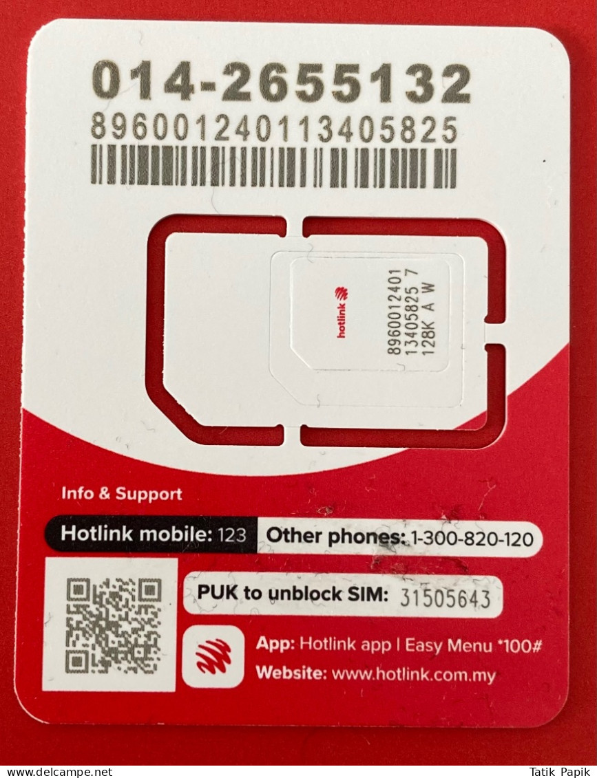 Malaisie Malaysia Hotlink Prepaid Postpaid Telecom Cell 2G 3G 4G 5G SIM GSM USIM Small Mobile Standard Nano - Malaysia