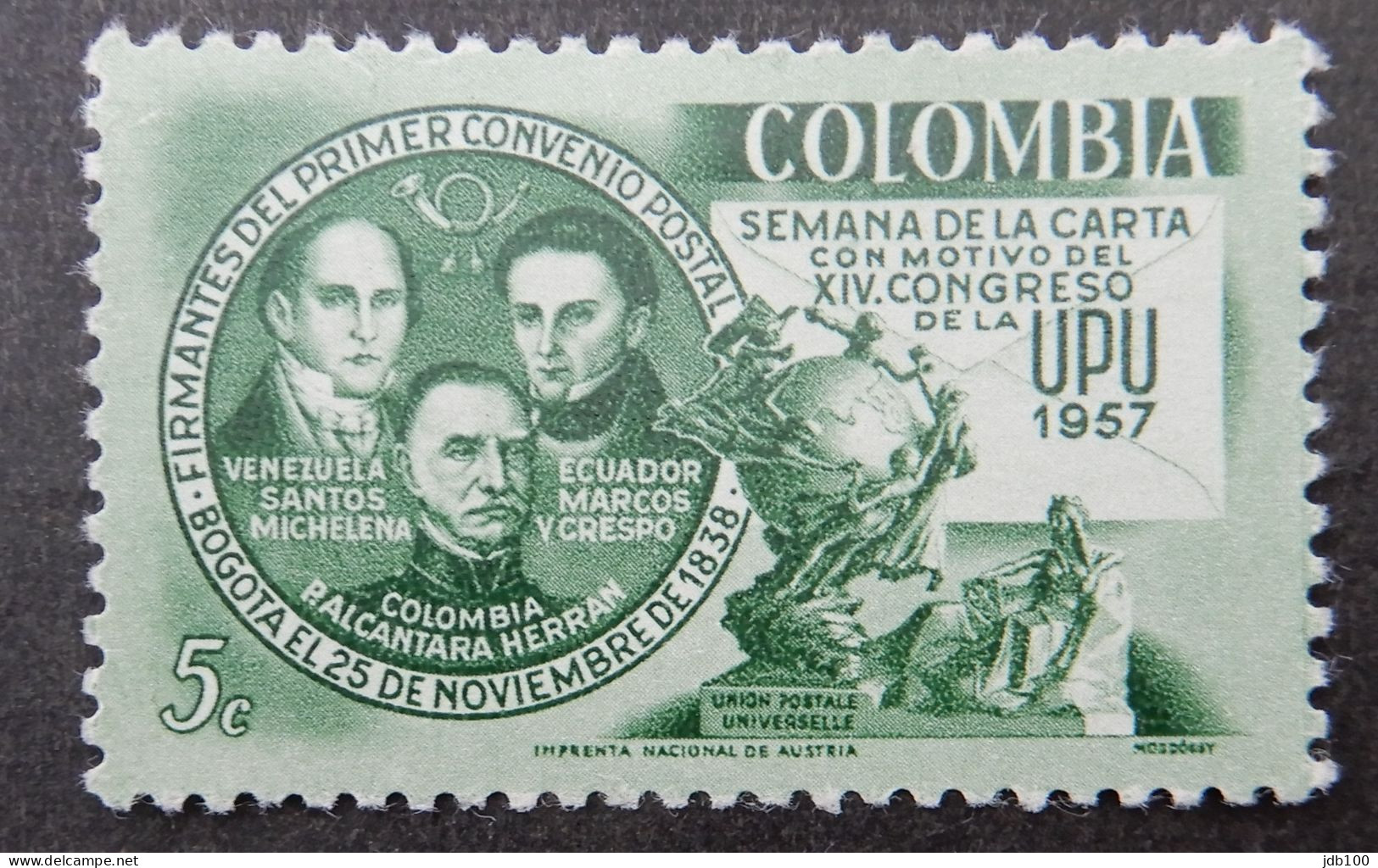 Colombia 1957 (5a) Congress Worldpostunion - Colombia