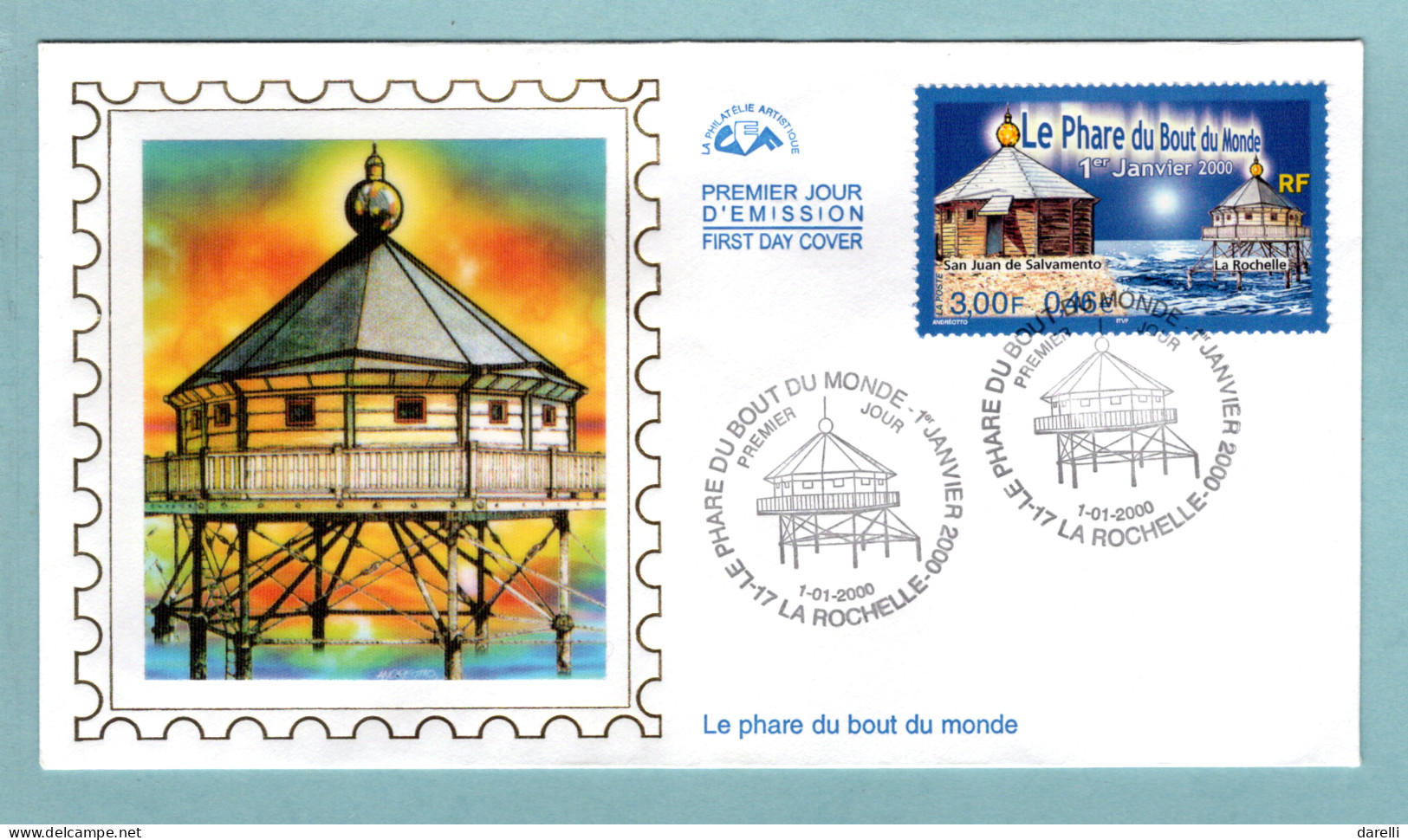 FDC France 2000 - Le Phare Du Bout Du Monde - YT 3294 - La Rochelle - 2000-2009