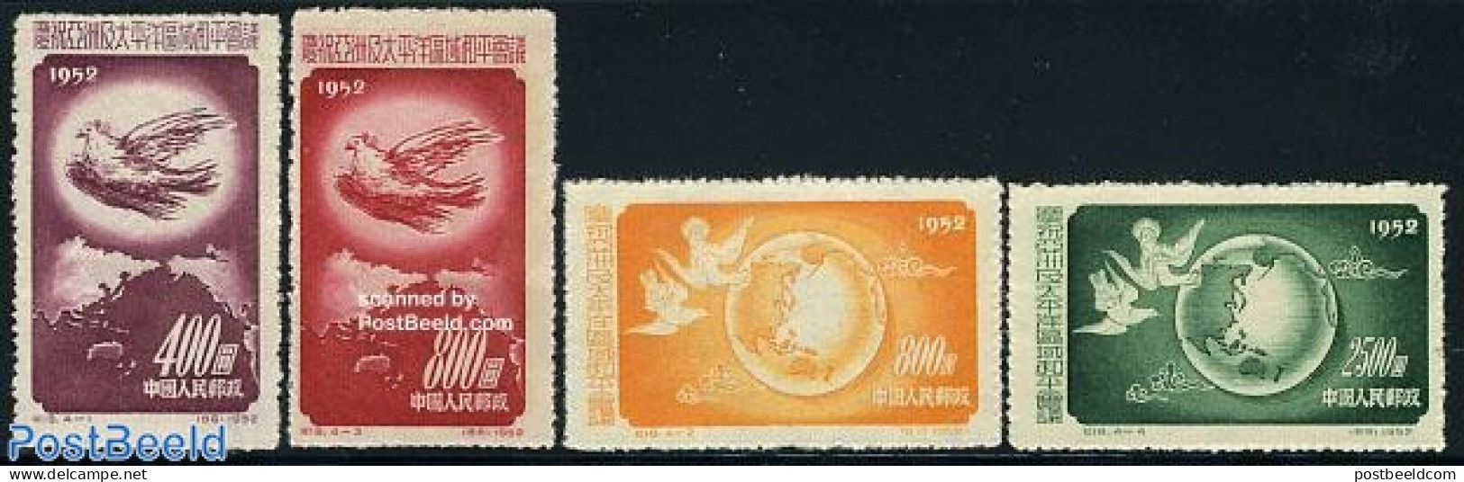 China People’s Republic 1952 Peace Conference 4v, Mint NH, Nature - Birds - Neufs