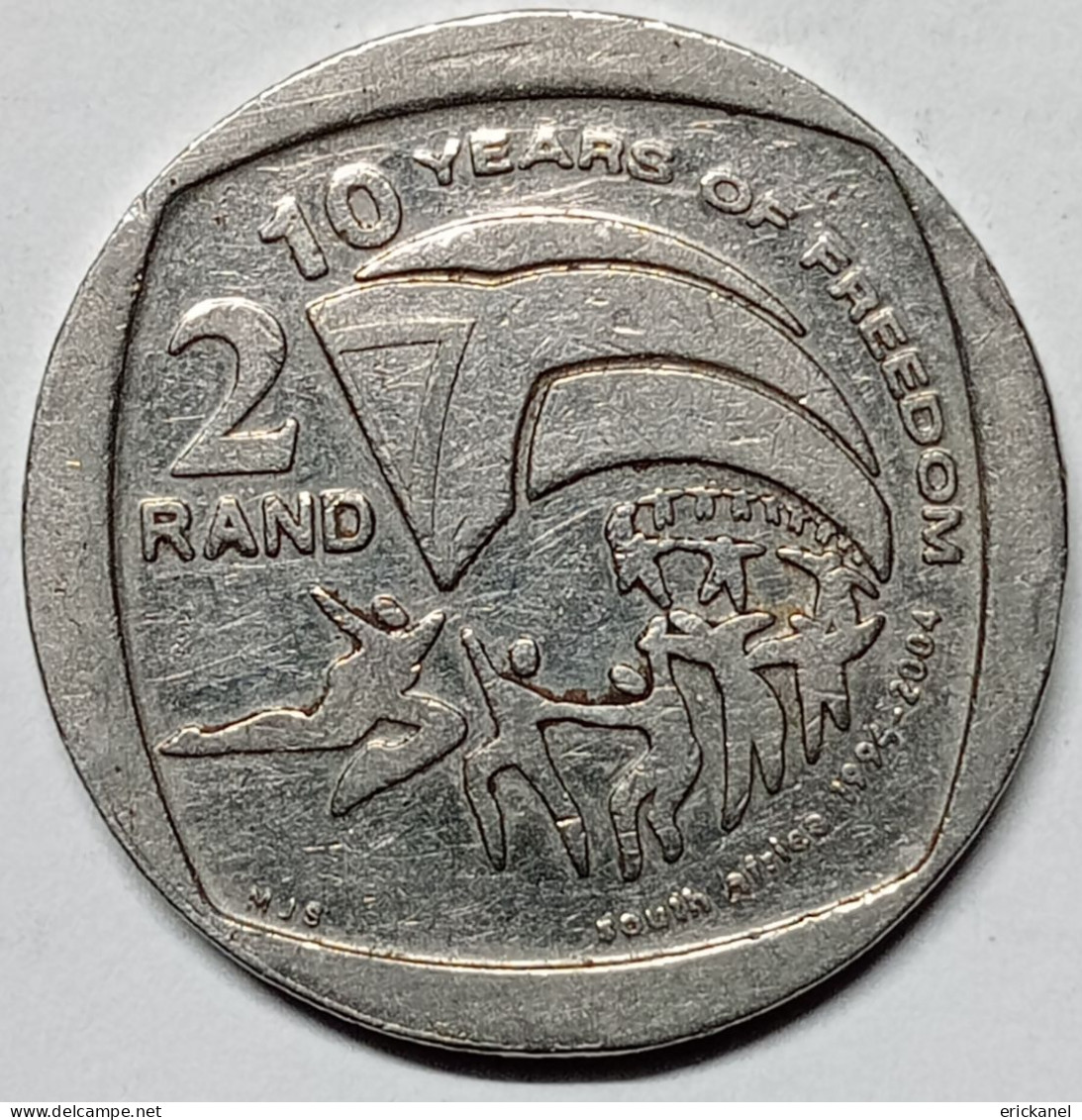2004 South Africa, 2 Rand, 10 Years Of Freedom - Circulated - South Africa