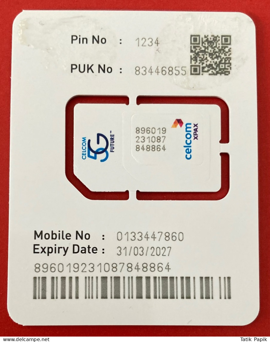Malaisie Malaysia Celcom Prepaid Postpaid Telecom Cell 2G 3G 4G 5G SIM GSM USIM Small Mobile Standard Nano - Malasia