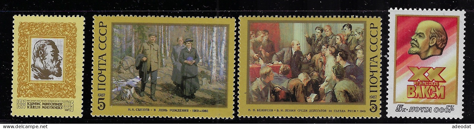 RUSSIA 1987 SCOTT #5530,5538,5549,5550 MH - Unused Stamps