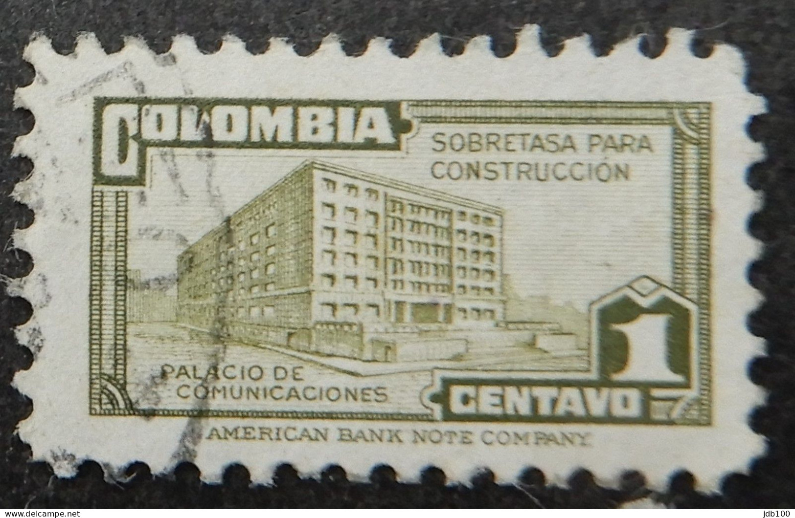 Colombia 1945 (1d) Palacio De Comunicaciones Sobretasa Para Construccion - Colombia