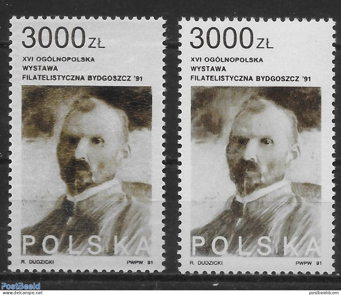 Poland 1991 White En Grey Paper., Mint NH, Various - Stamp Day - Errors, Misprints, Plate Flaws - Ungebraucht