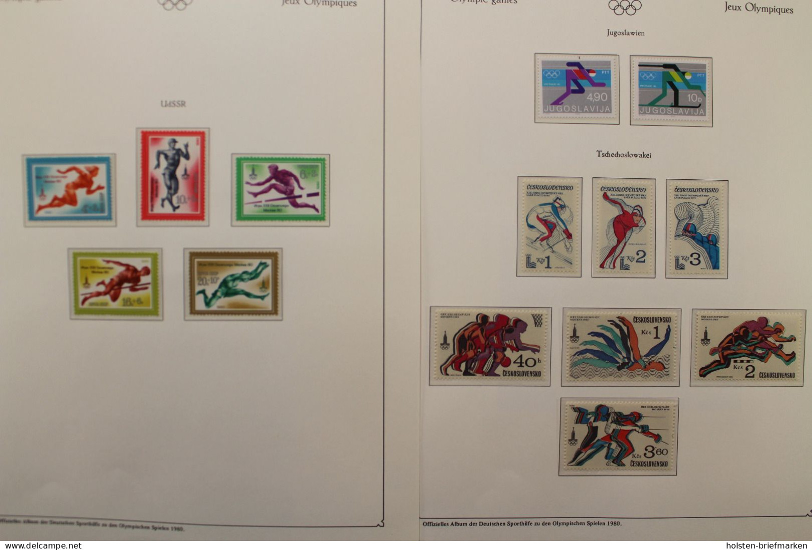 Olympische Spiele 1980, über 80 Vordruckblätter mit Briefmarken