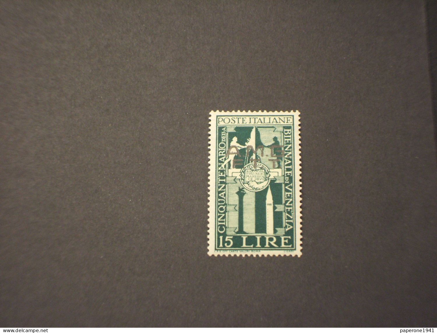 TRIESTE ZONA A - AMG-FTT- VARIETA'- 1949 BIENNALE L. 65, Scritta I.P.S....... Unita Al Bordo - NUOVO(++) - Mint/hinged