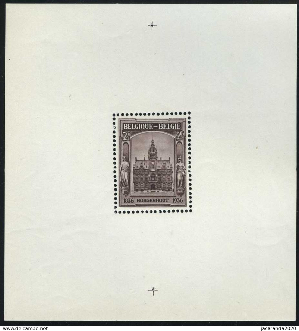 België BL5A ** - Borgerhout - Gemeentehuis - Hôtel De Ville - Zonder Stempel In Rand - Zeer Mooie Blok - 1924-1960