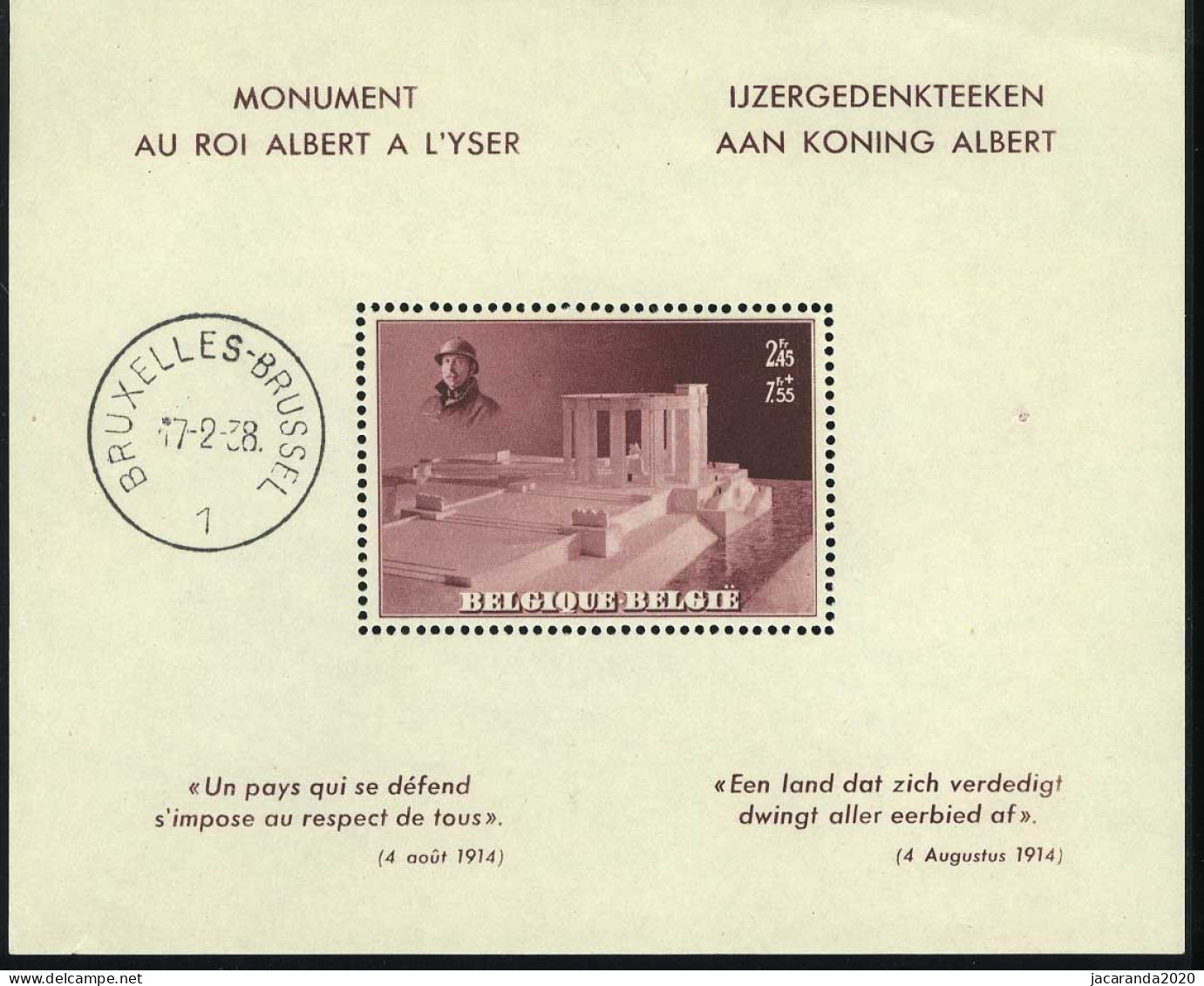 België BL8 * - Gedenkteken Koning Albert I  - 1924-1960