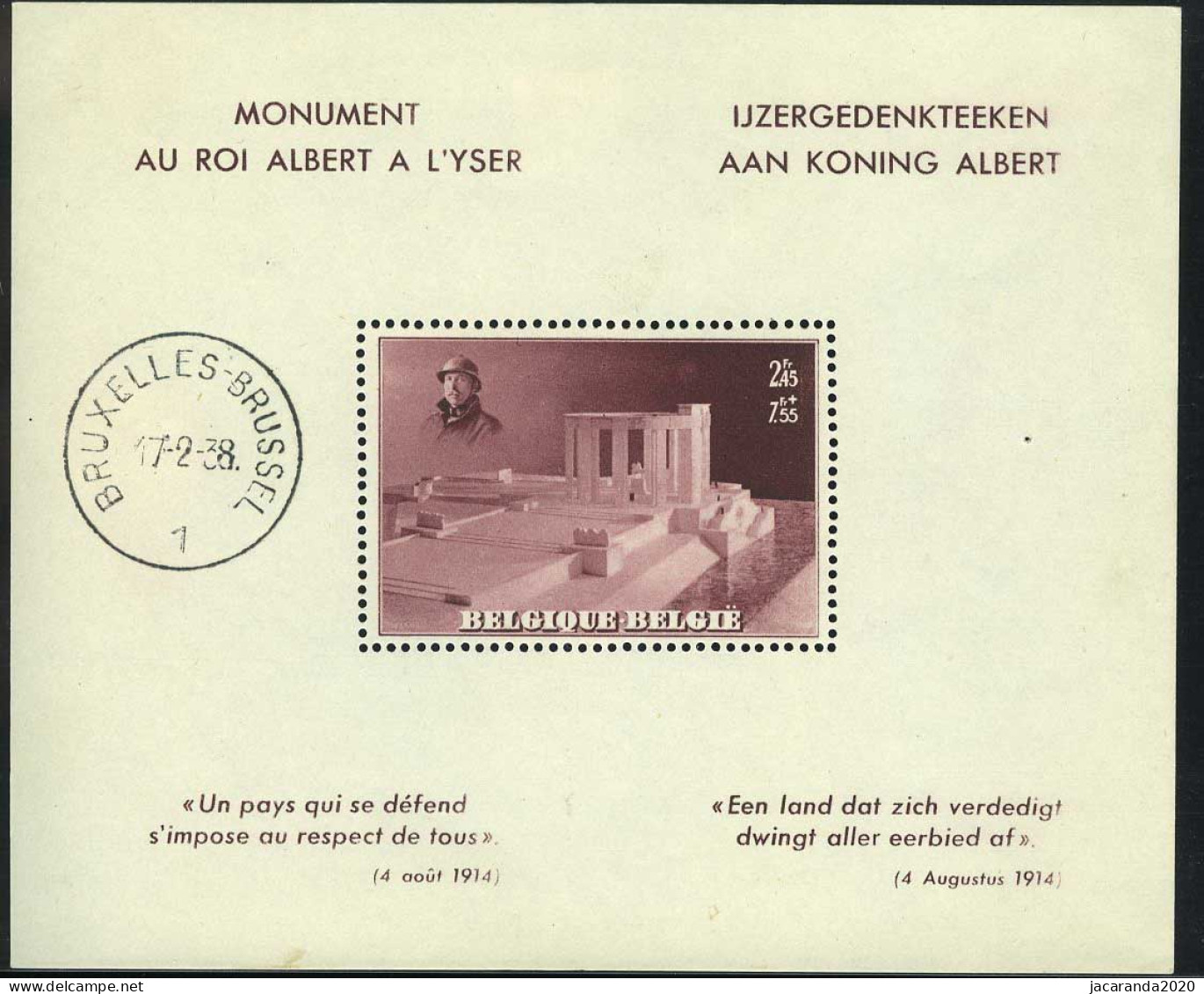 België BL8 * - Gedenkteken Koning Albert I  - 1924-1960