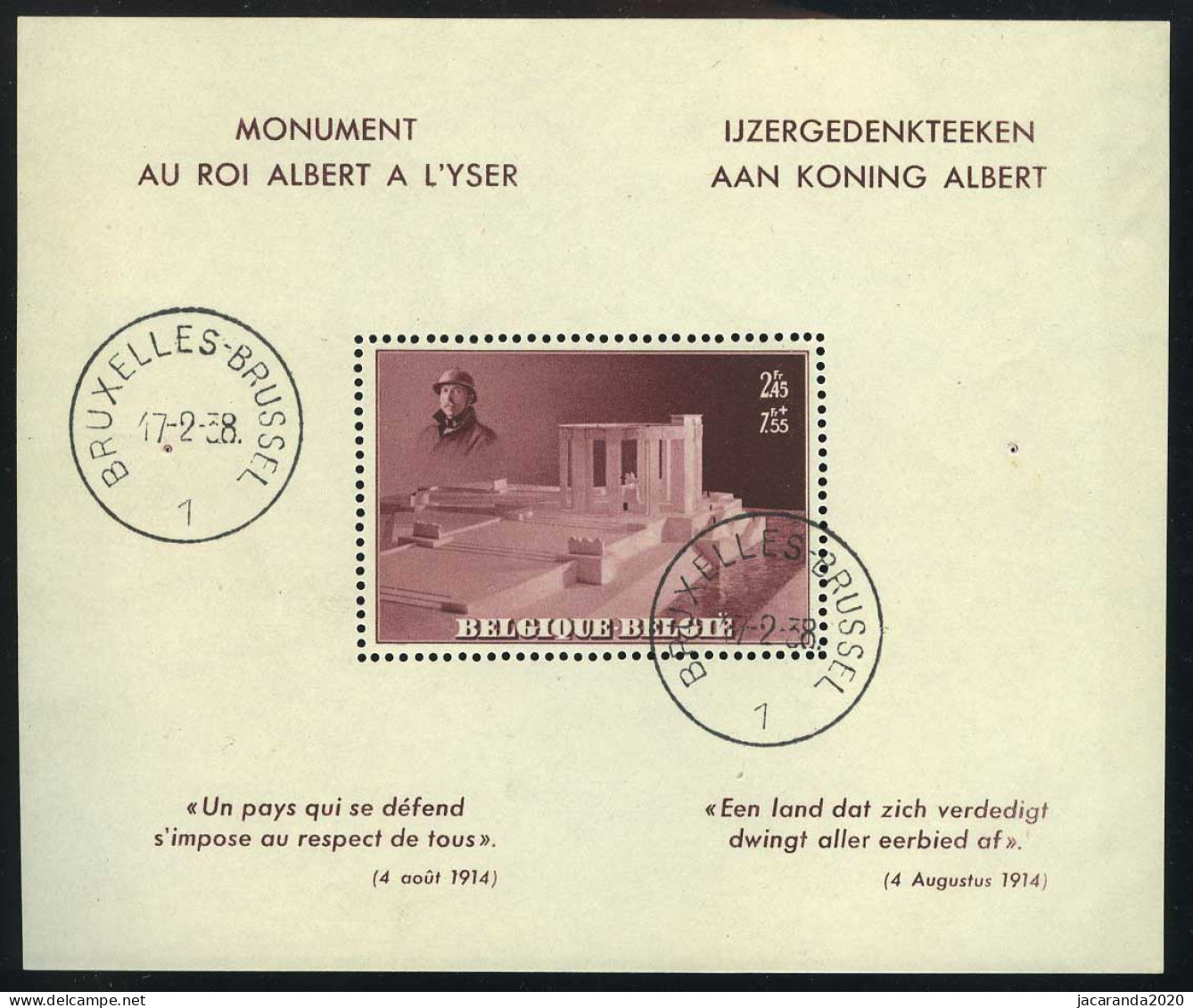 België BL8 - Gedenkteken Koning Albert I - Mooi Gestempeld  - 1924-1960