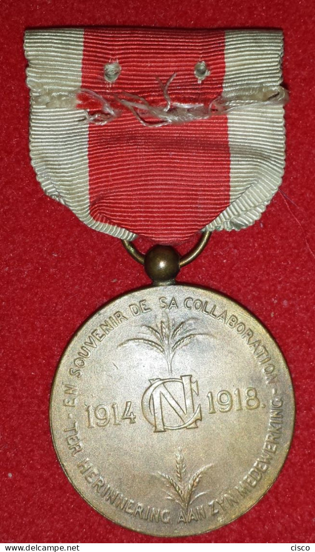 BELGIQUE 1914-1918 Médaille De Bronze Du Comité National De Secours Et D'alimentation - Belgique