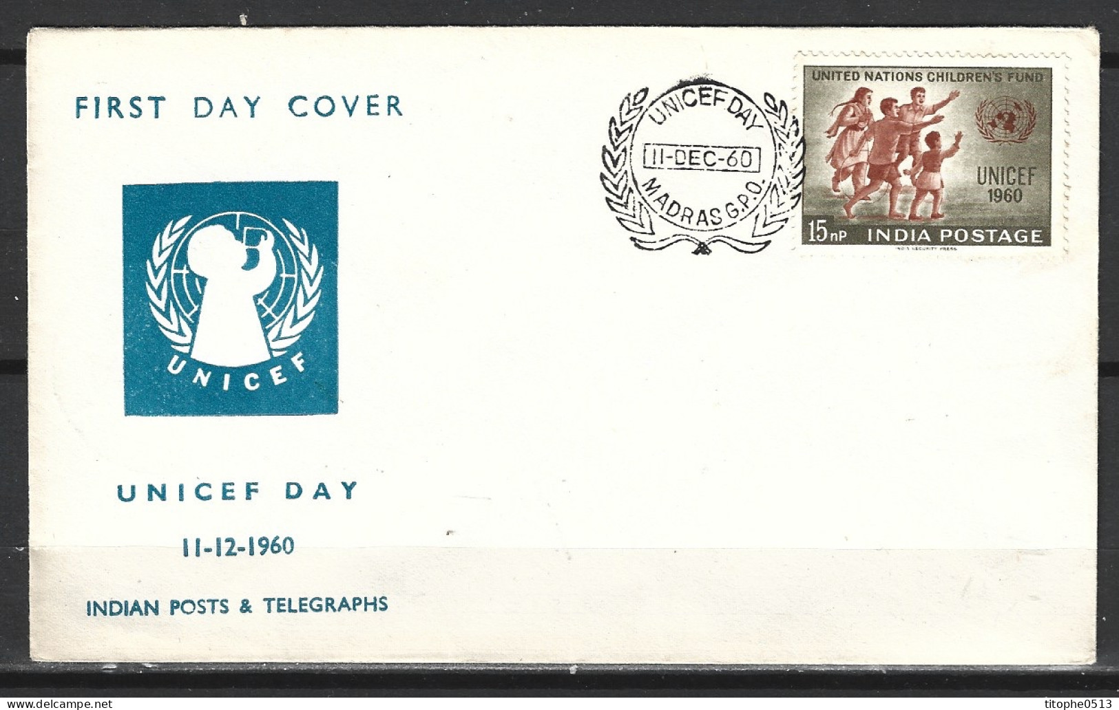 INDE. N°122 Sur Enveloppe 1er Jour (FDC) De 1960. UNICEF. - UNICEF