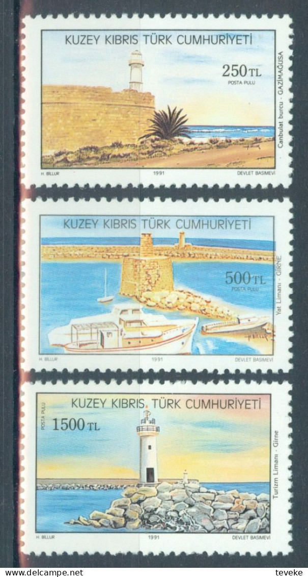 TURKISH CYPRUS 1991 - Michel Nr. 320/322 - MNH ** - Tourism - Lighthouses - Unused Stamps