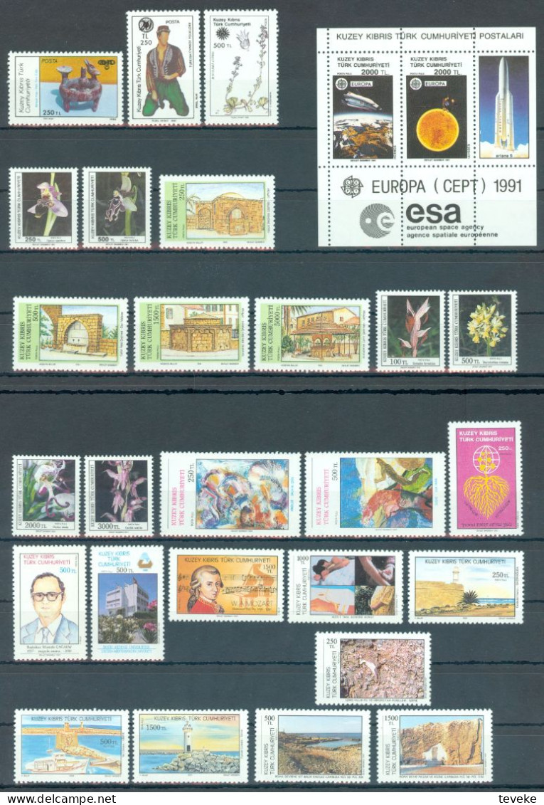 TURKISH CYPRUS 1991 - Michel Nr. 298/325 + BL9 - MNH ** - YEARSET - Unused Stamps